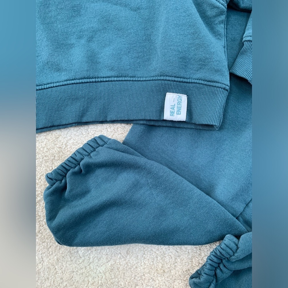 Zara Size 11-12 Teal Two Piece Sweatshirt And Sweatpants Sweat Set - Picture 5 of 9